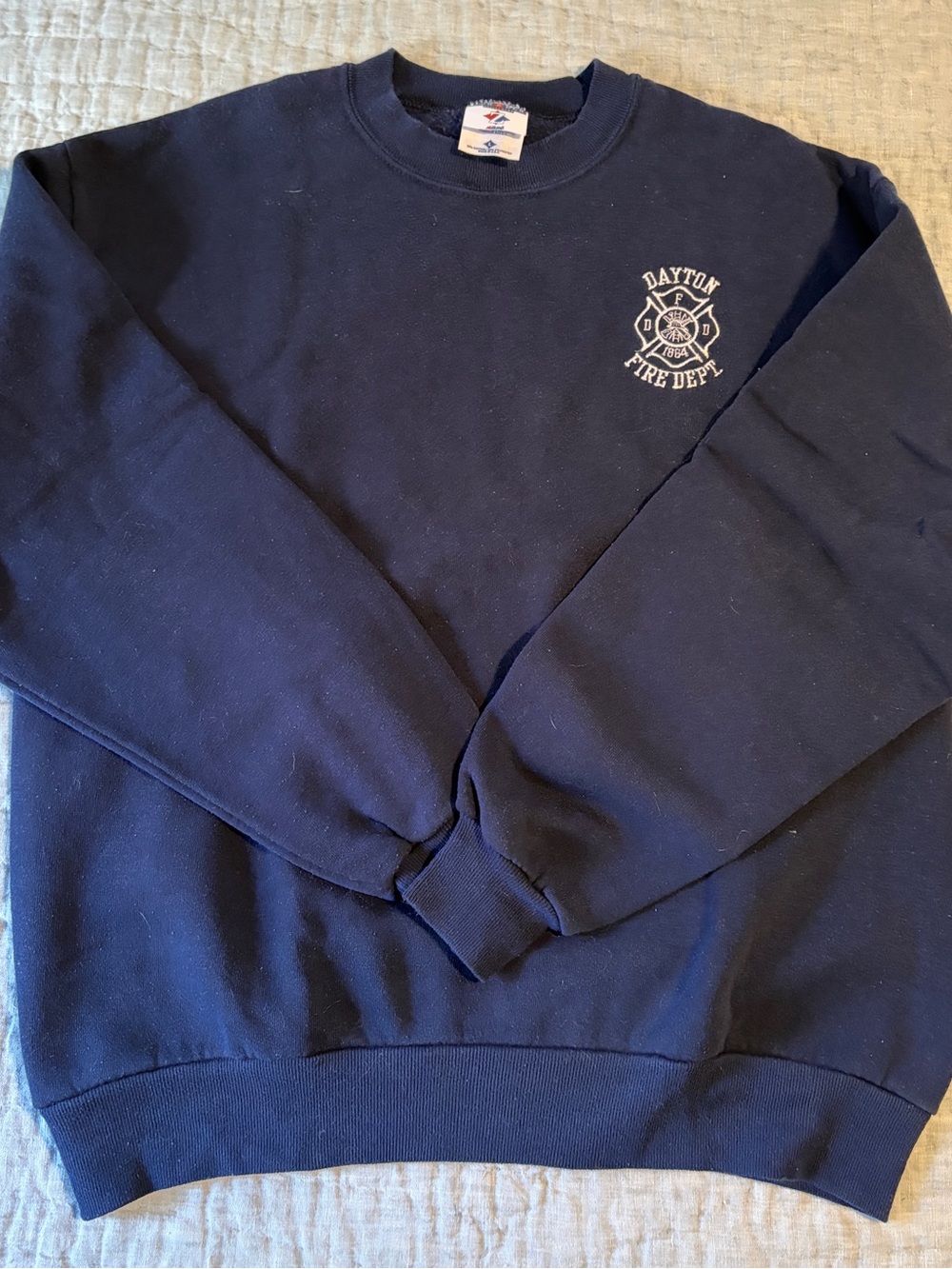 Jerzees Navy Crewneck Sweatshirt with Small Chest Emblem